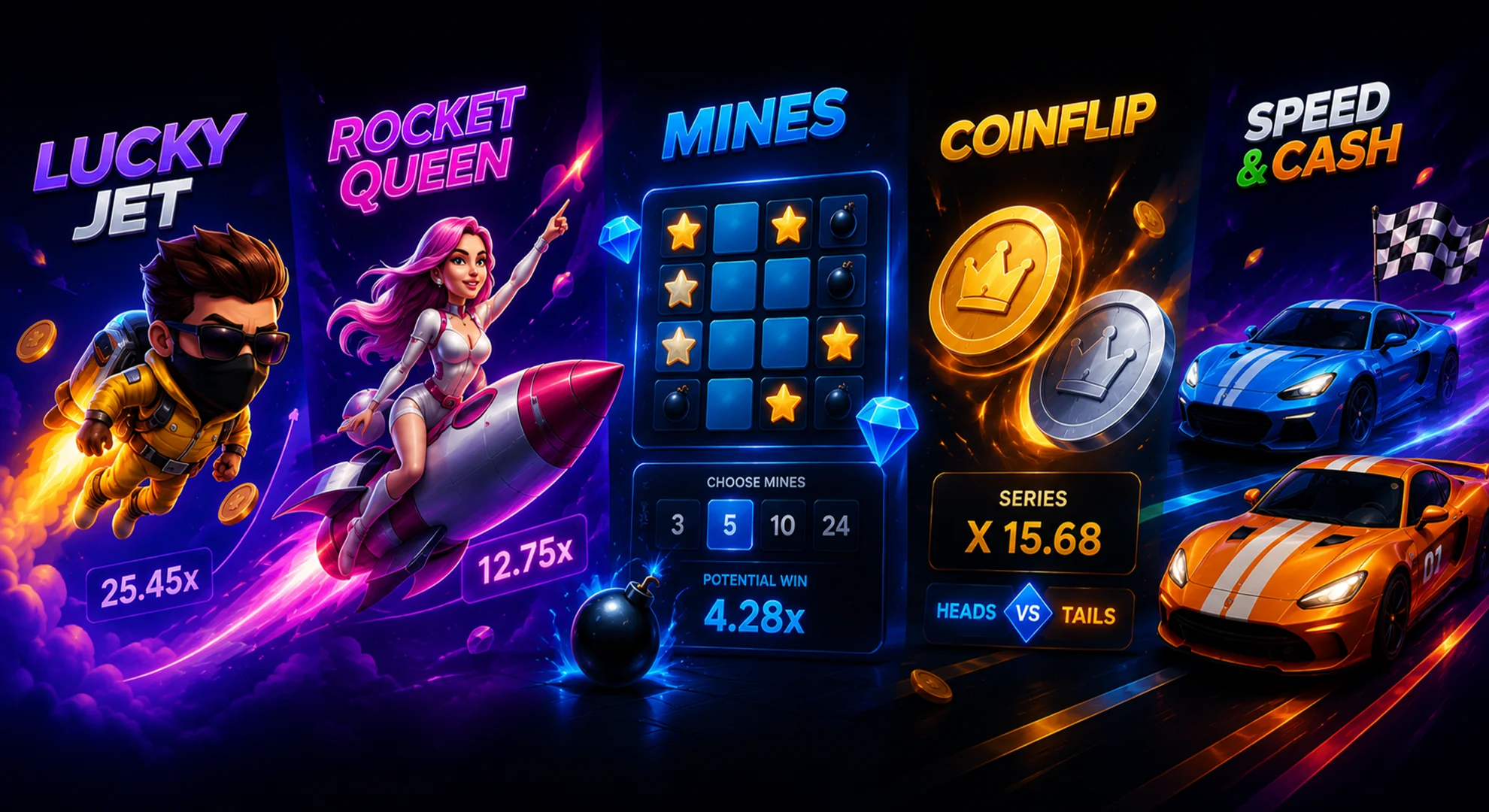 Exclusive 1win games with original crash, racing, mines and coinflip gameplay mechanics